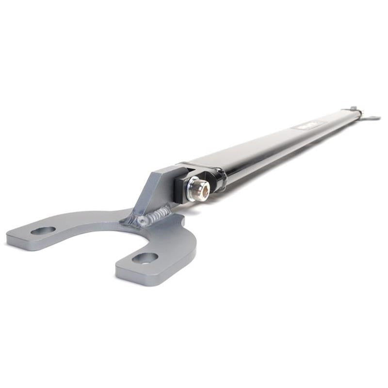 Skunk2 Black Series rear upper strut tower bar with black anodized 6061 aluminum bar and mounting brackets.