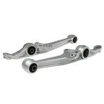 A pair of Skunk2 yellow zinc plated front lower control arms with pre-installed black hard rubber bushings.