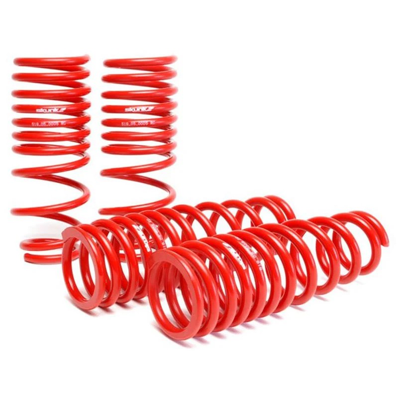 Set of four red Skunk2 performance lowering springs for 1992-1997 Honda Civic and del Sol.