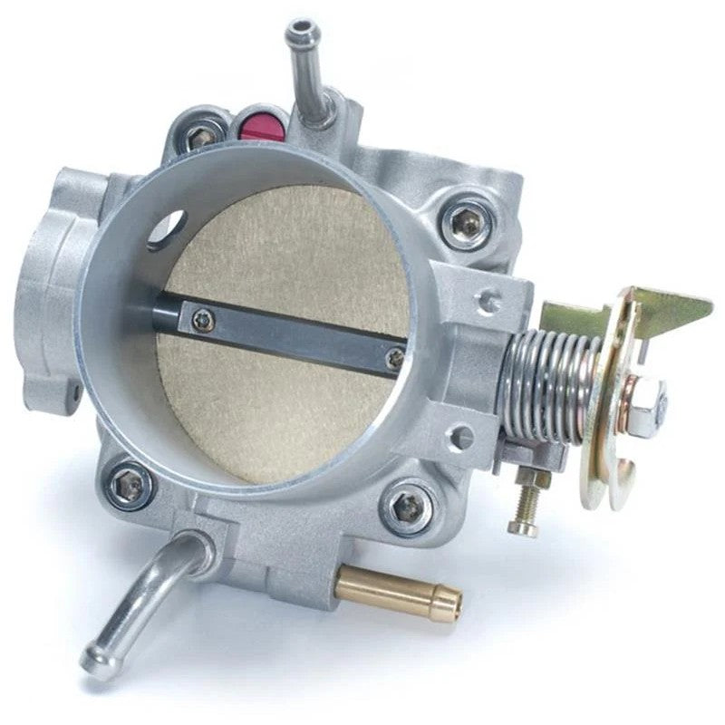 Skunk2 Alpha Series 66mm shot-blasted cast aluminum throttle body with brass plate and mounting hardware.