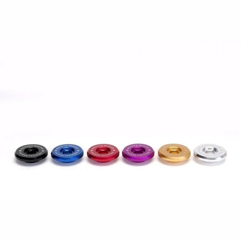 Skunk2 clear anodized low-profile billet aluminum washers and stainless steel bolts for K-series valve covers