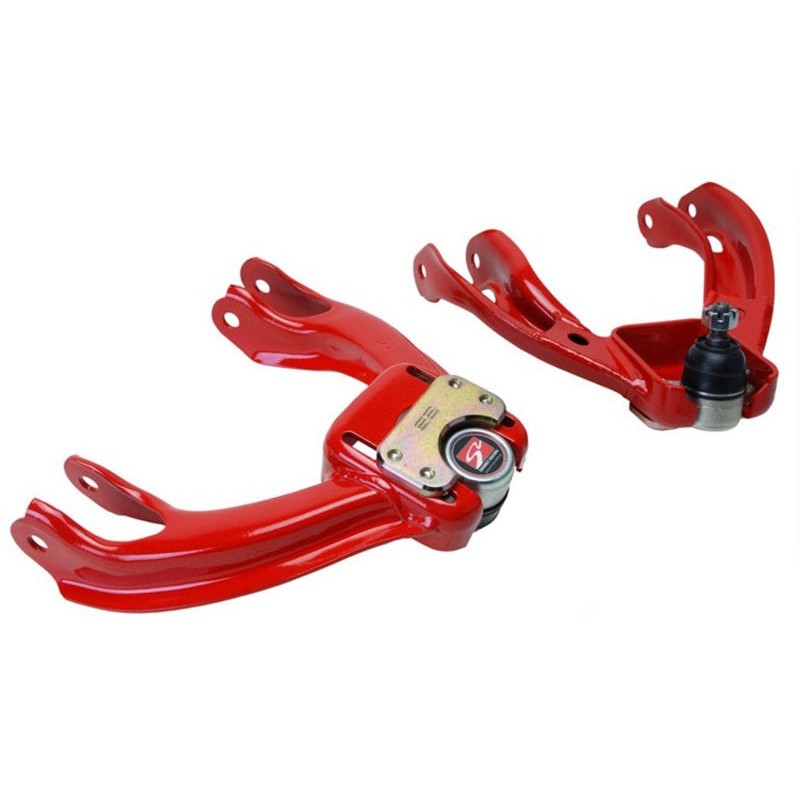 Skunk2 Pro Series adjustable front camber A-arms with forged ball joints and cadmium-plated hardware for Acura.