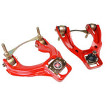 Skunk2 Pro Series Plus front camber kit arms with forged ball joints and red polyurethane bushings.