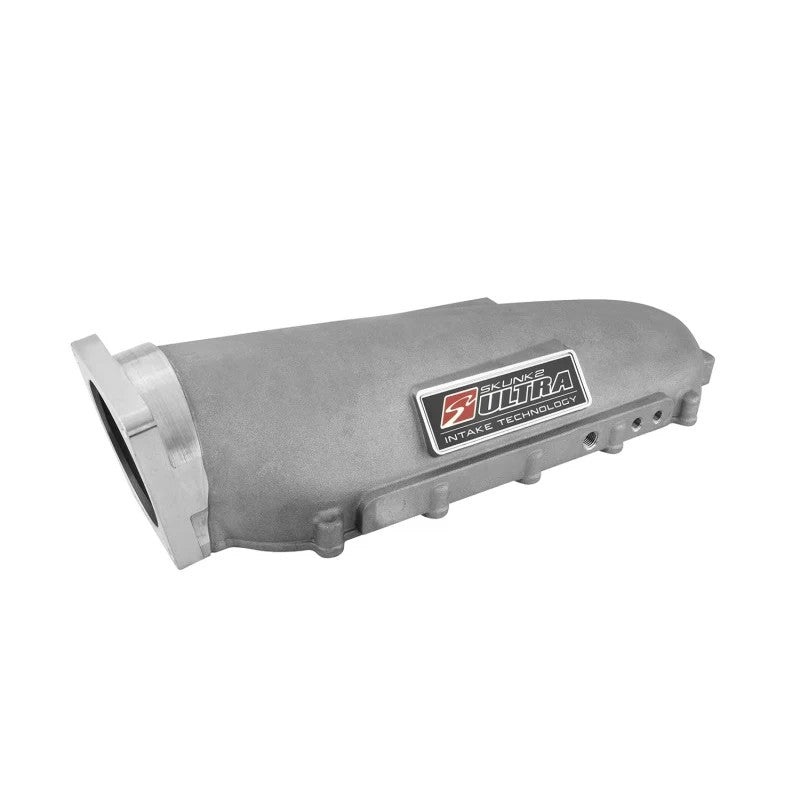 Skunk2 Ultra Race Series silver side-feed 3.5L plenum with 90mm throttle body flange for B and D series intake manifolds
