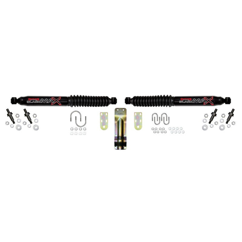 Skyjacker 8220 black steering stabilizer shock absorber with mounting hardware for 1959-1993 4WD trucks.