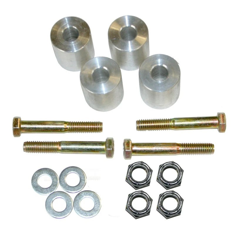 Skyjacker TCL15 transfer case lowering kit featuring black one-piece spacer bars and mounting hardware.