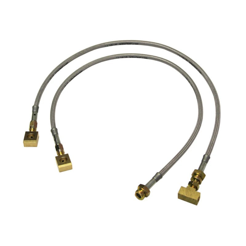 Skyjacker stainless steel braided brake hose with brass fittings and protective polyurethane coating
