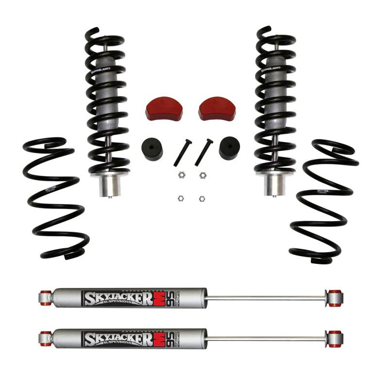 Skyjacker 2.5 to 3.5 inch lift kit components including M95 Performance Monotube shocks and mounting hardware.