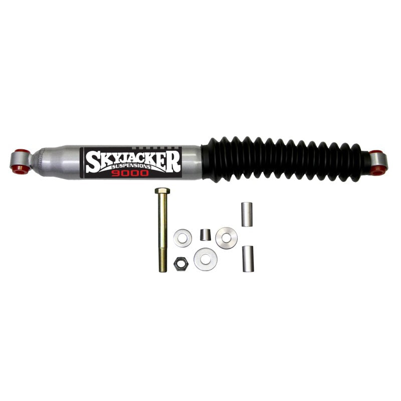 Skyjacker white steering stabilizer shock and mounting hardware for 2003-2013 Dodge Ram 2500/3500 4WD.