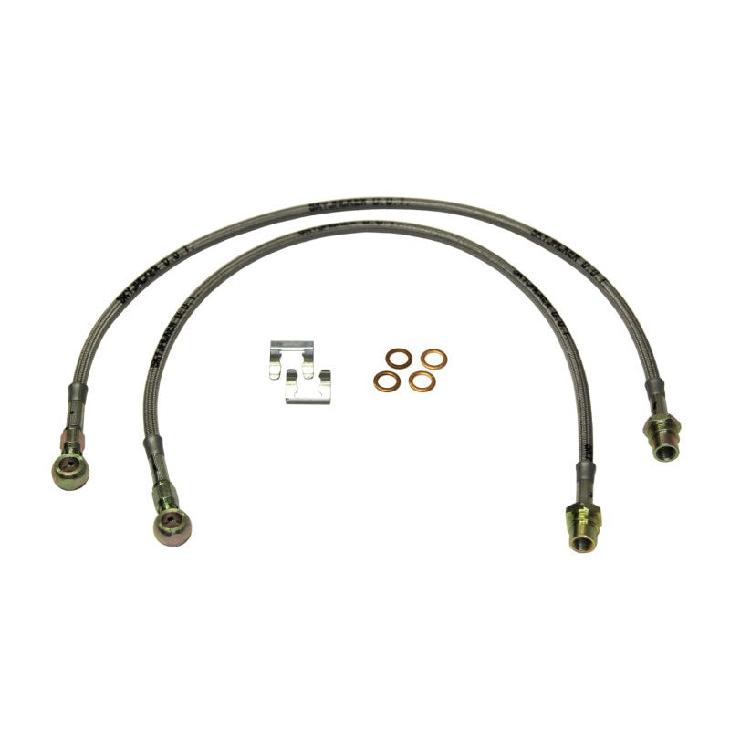 Skyjacker FBL48 stainless steel braided brake hose with heavy duty brass fittings and clear polyurethane coating
