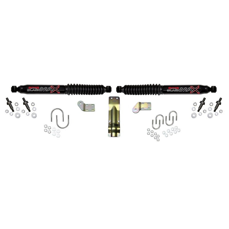 Skyjacker black steering damper shock for Ford F-250 and F-350 Super Duty heavy duty trucks