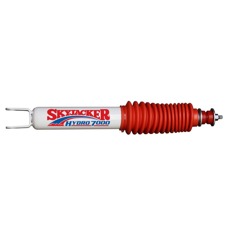 Skyjacker Hydro series H7009 twin-tube shock absorber with red polyurethane bushings and red protective boot