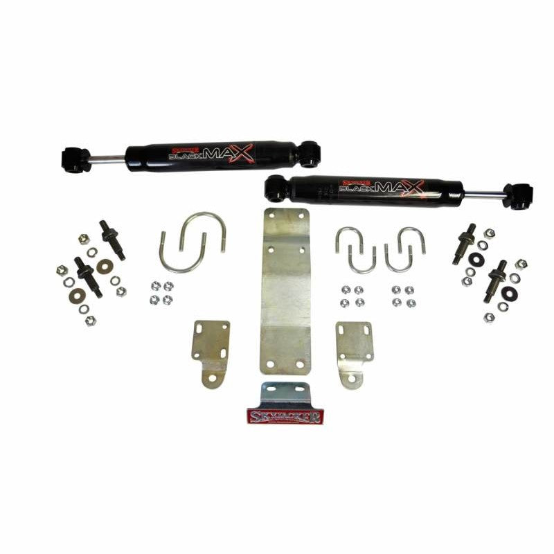 Skyjacker 8204 dual steering damper kit with Black Max shocks for 2007-2018 Jeep Wrangler JK models.