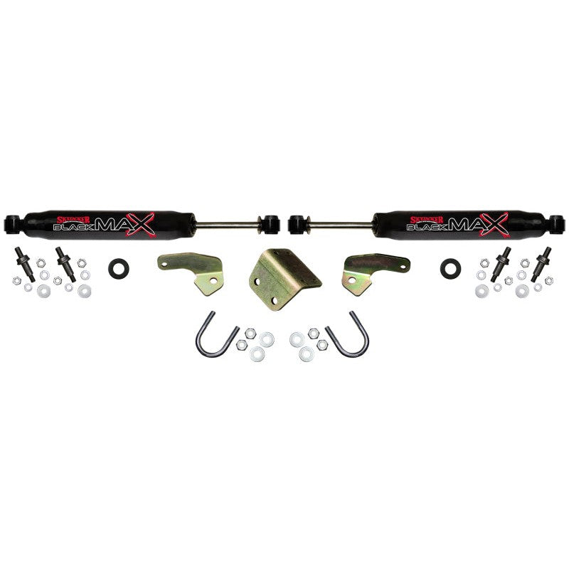 Black Skyjacker 8211 steering damper shock for 2011-2018 Chevrolet and GMC heavy-duty trucks.