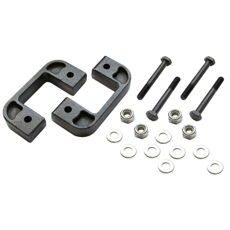 Skyjacker C1420LMSA front suspension leveling spacers and required mounting hardware.