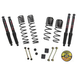 Skyjacker black powder-coated 2-stage long travel coil springs and mounting hardware for Jeep Wrangler JL 4-Door.