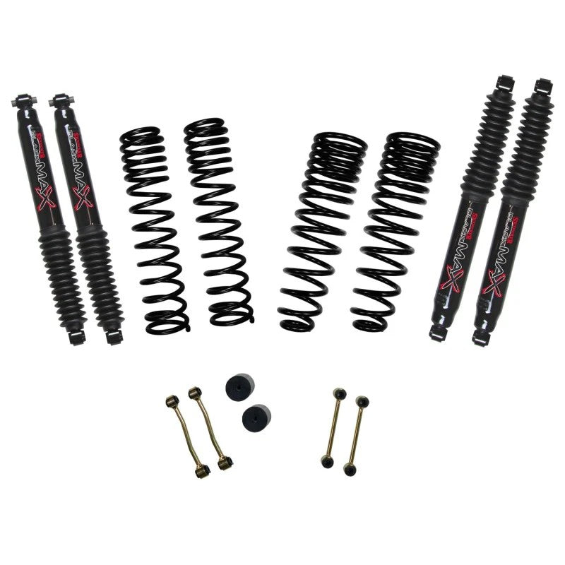 Skyjacker 2.5 inch Dual Rate Long Travel suspension lift kit with coil springs and four Black MAX shocks for Jeep Gladiator