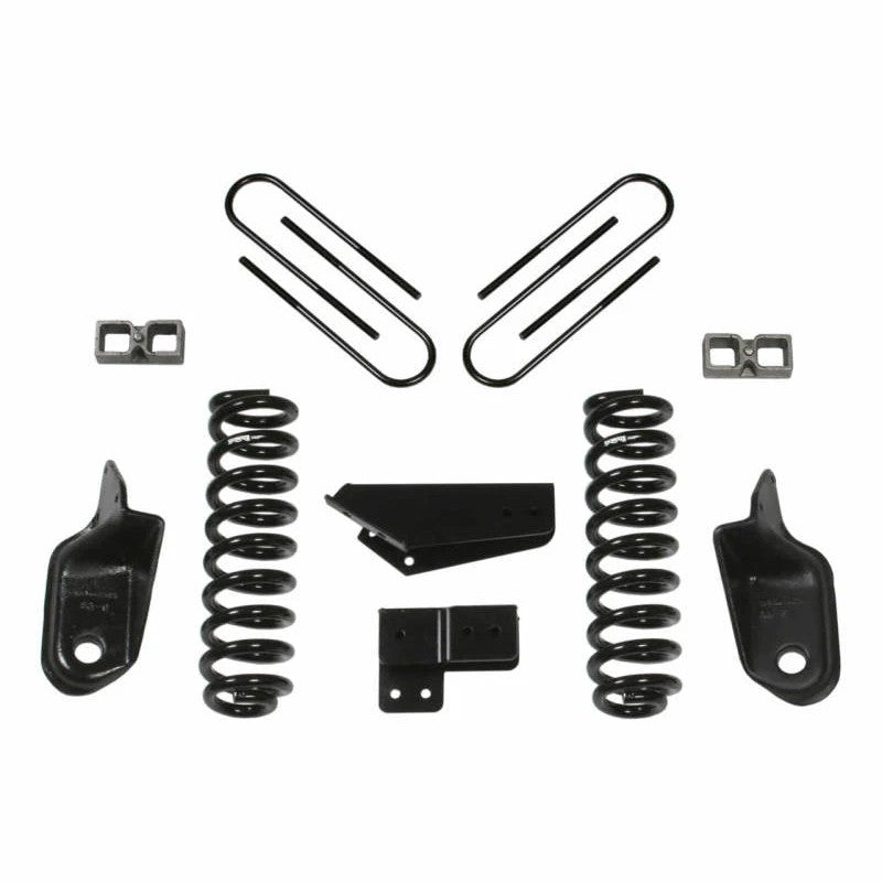 Skyjacker 4-inch suspension lift kit for 1980-1996 Ford F-250 and F-350 2WD featuring black powder-coated components.