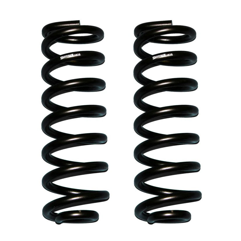 Pair of black powder-coated Skyjacker Softride coil springs for 1980-1996 Ford F-Series trucks and Broncos.