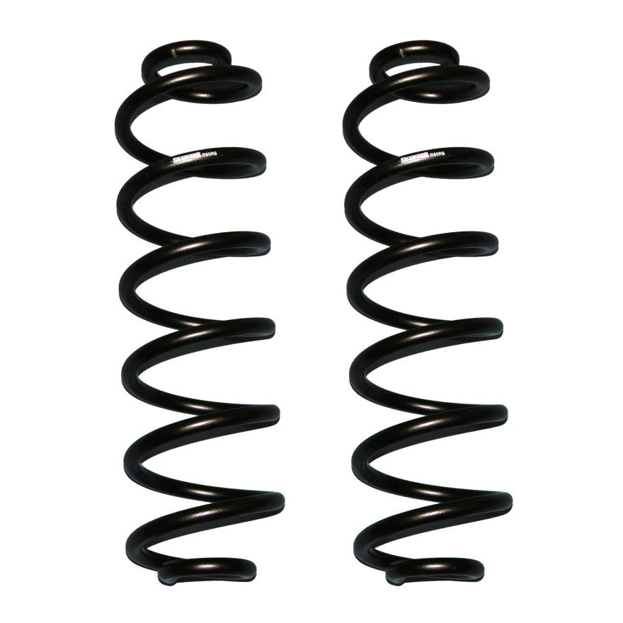 Pair of black powder-coated Skyjacker Softride coil springs for Chevrolet and GMC 1500 series SUVs.