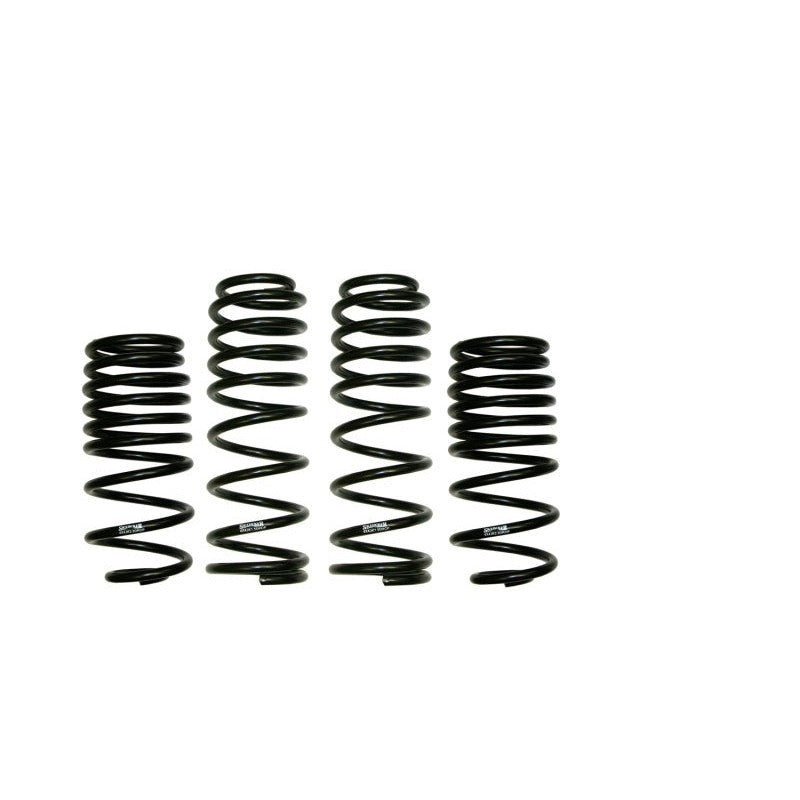 Skyjacker black powder coated progressive rate lowering coil springs for Jeep Wrangler JK.