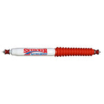 Skyjacker Nitro N8014 shock absorber with red protective boot and red polyurethane bushings.