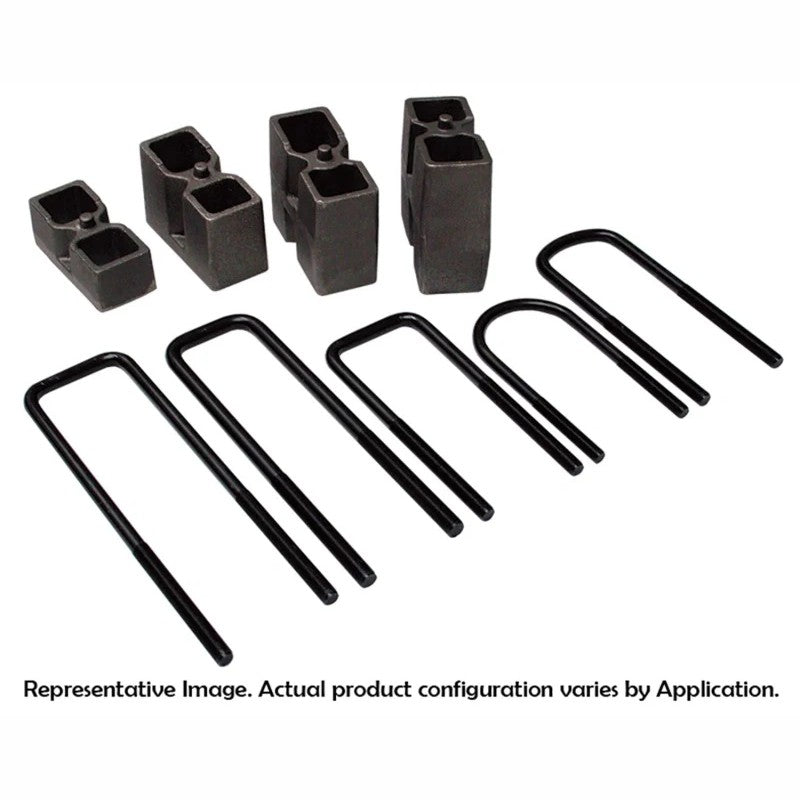 Skyjacker BUK2082F suspension kit with ductile iron blocks and corrosion-resistant e-coated U-bolts.