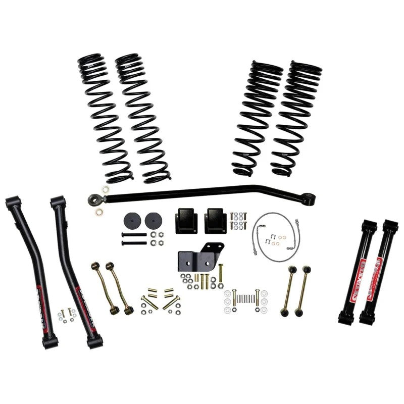 Skyjacker suspension lift kit component box with 2-stage variable rate long travel rear coil springs for Jeep Gladiator JT.