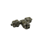 Snow Performance 1/4-inch T-style water union fitting for water-methanol injection system fluid lines.