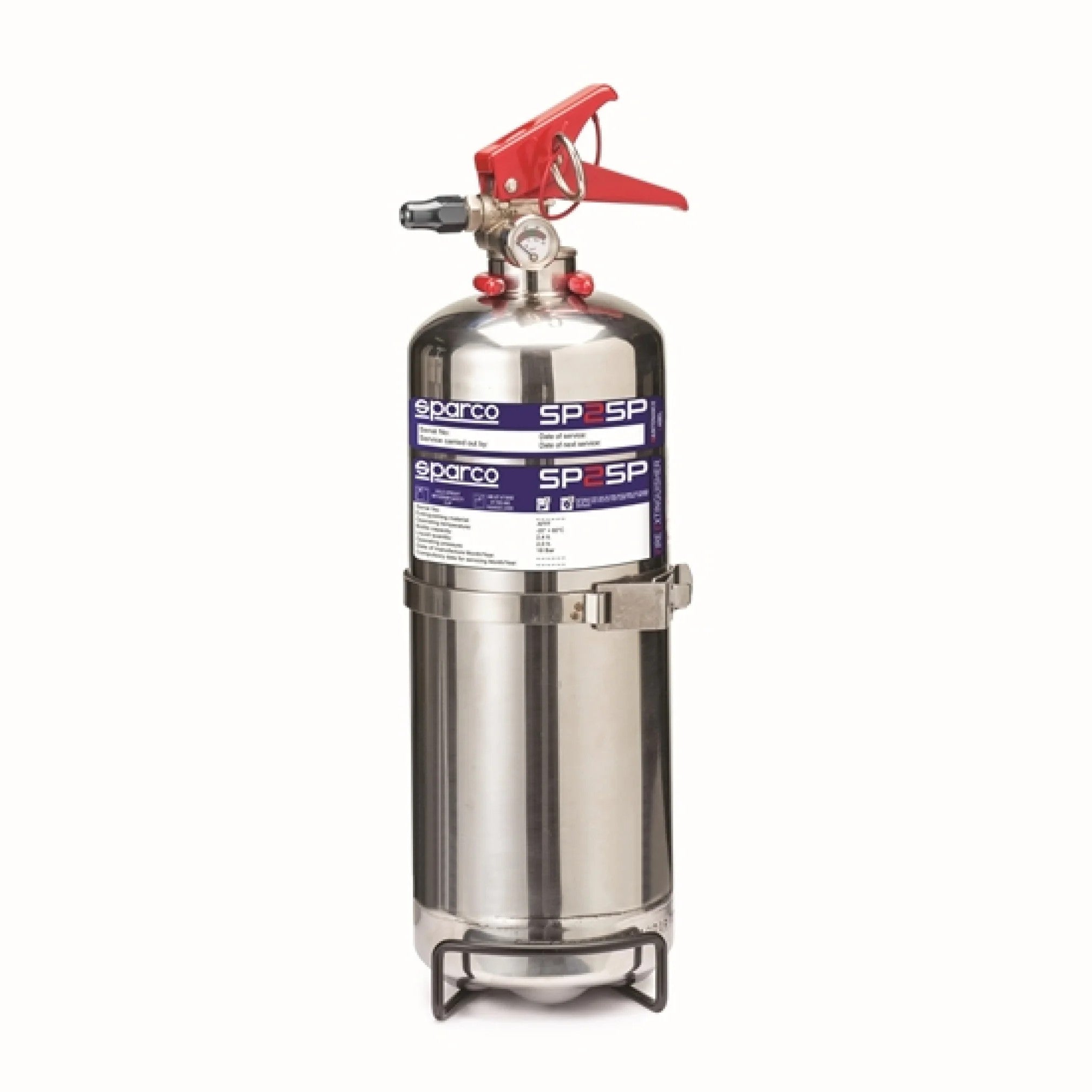 Sparco 2-liter handheld steel fire extinguisher with AFFF foam suppressant