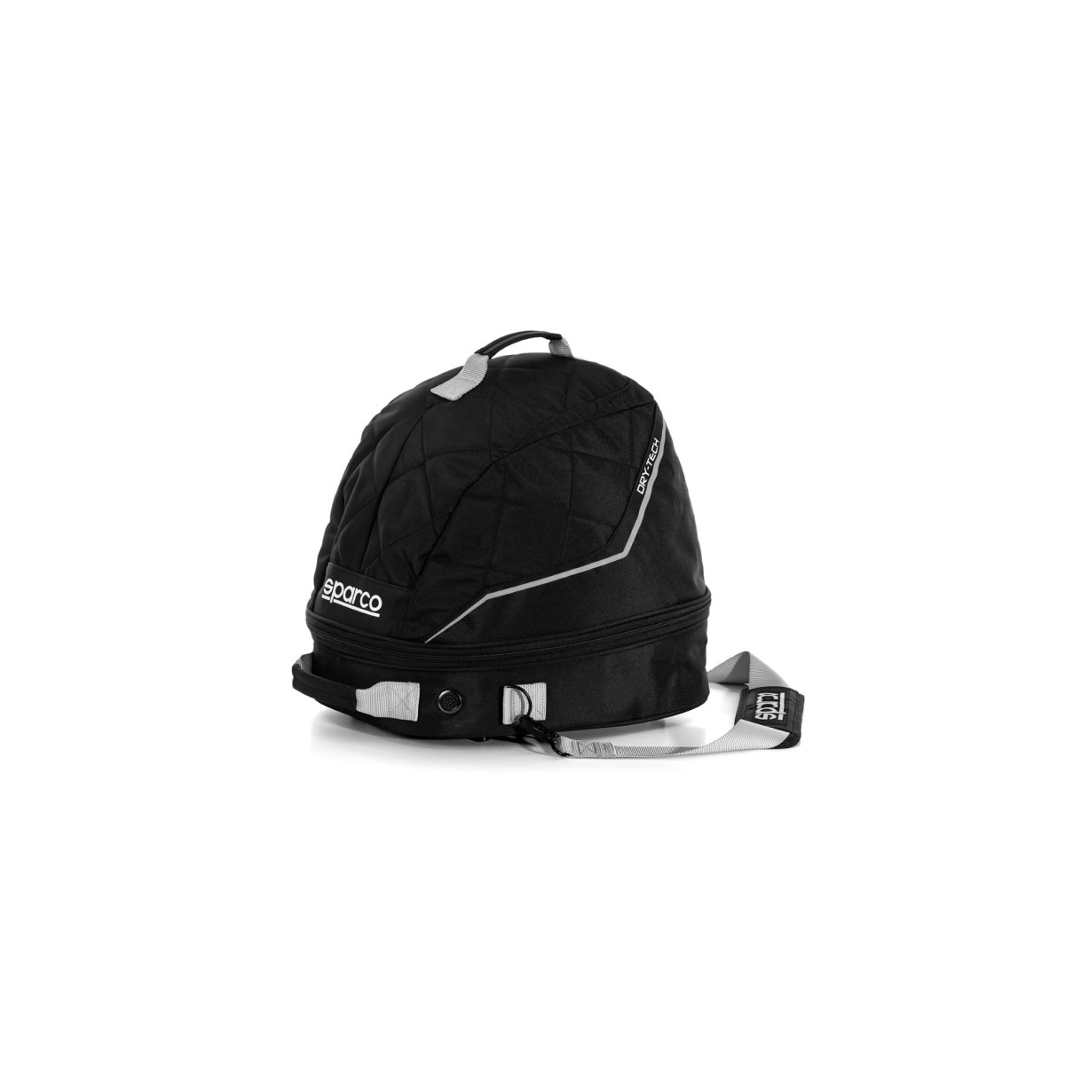 Black and silver Sparco Dry Tech gear bag with Sparco logo