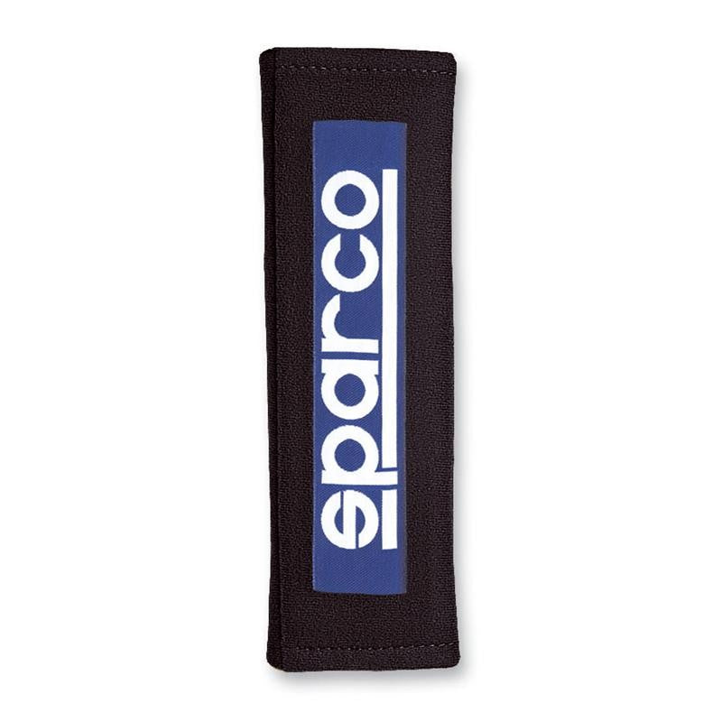 Black Sparco 3-inch racing harness belt pad with white Sparco logo branding.