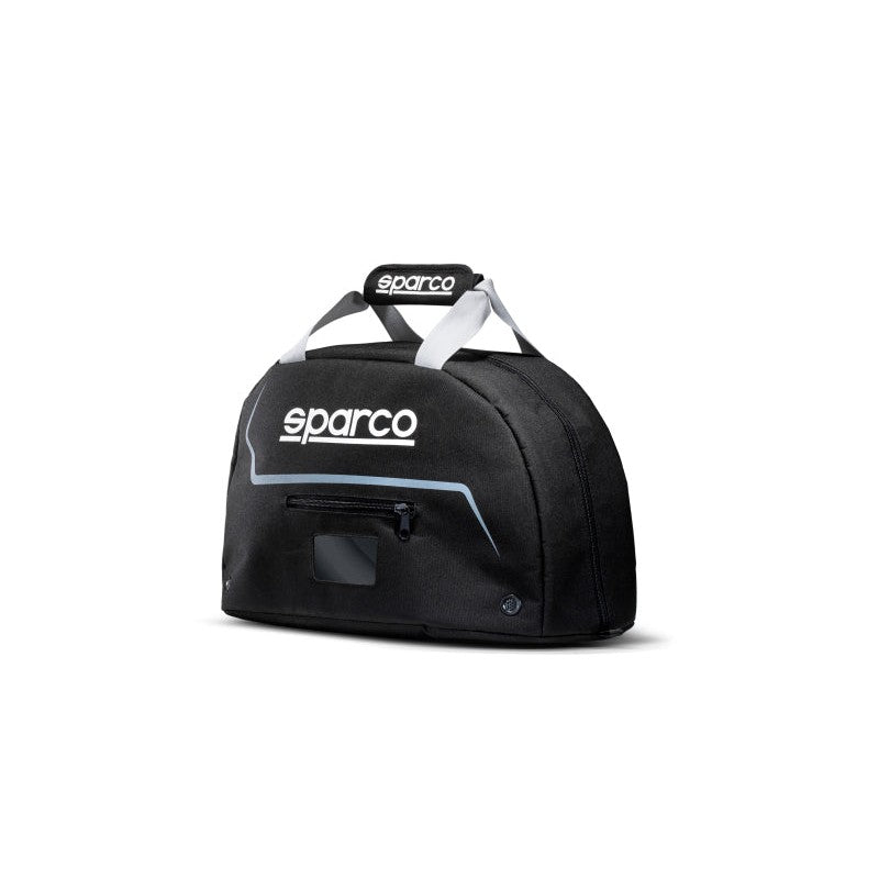 Black Sparco padded helmet storage bag with top carry handle and white logo