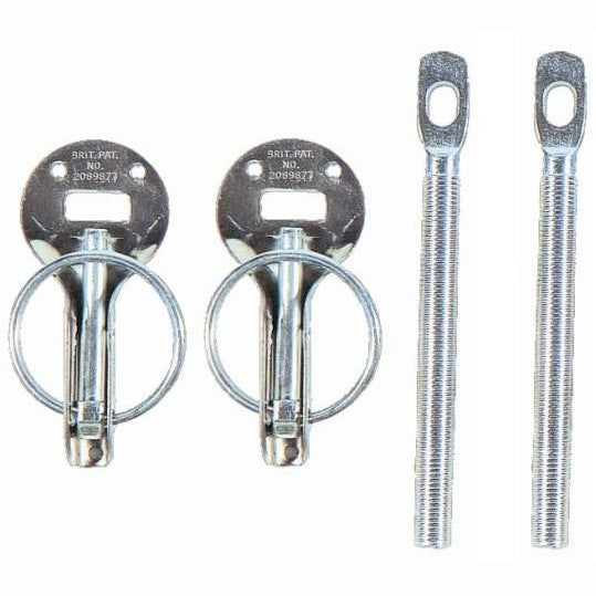 Sparco silver racing hood pin kit including pins, circular scuff plates, and hairpins.