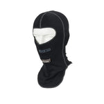 Black Sparco RW-9 fire-retardant racing balaclava with flat-seam construction and face opening.