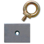 Sparco 04502 square steel reinforcement plate with a centered 7/16-20 threaded nut for harness mounting.
