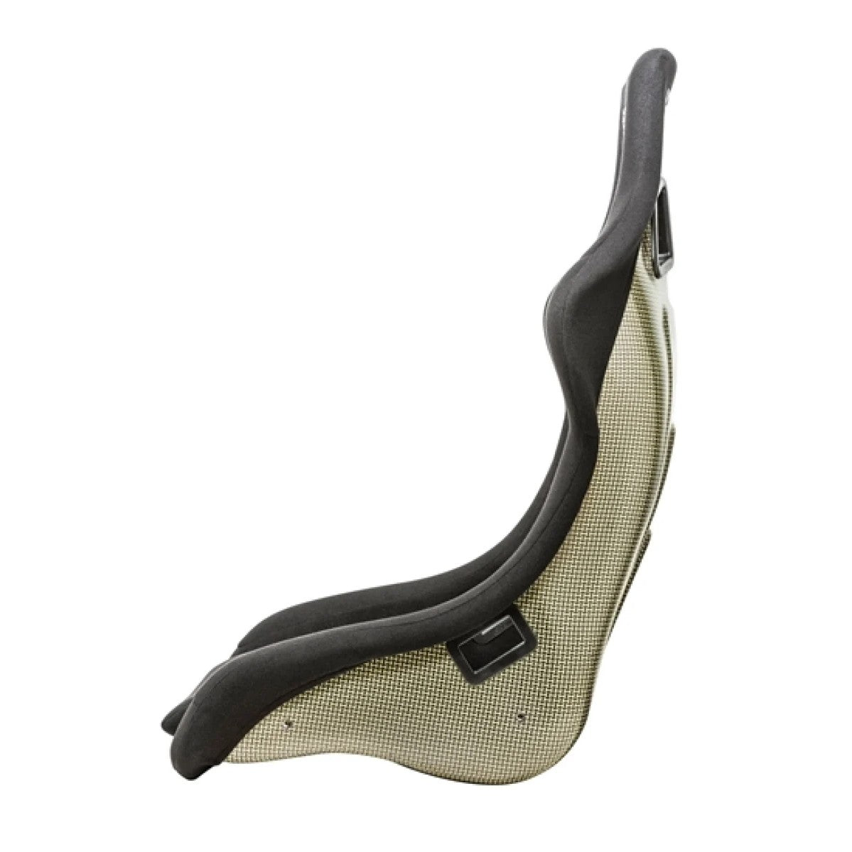 Sparco QRT-K Kevlar fixed-back racing seat in black with side bolsters and harness slots.