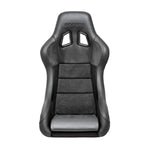 Sparco QRT Performance racing seat upholstered in black leather and Alcantara.