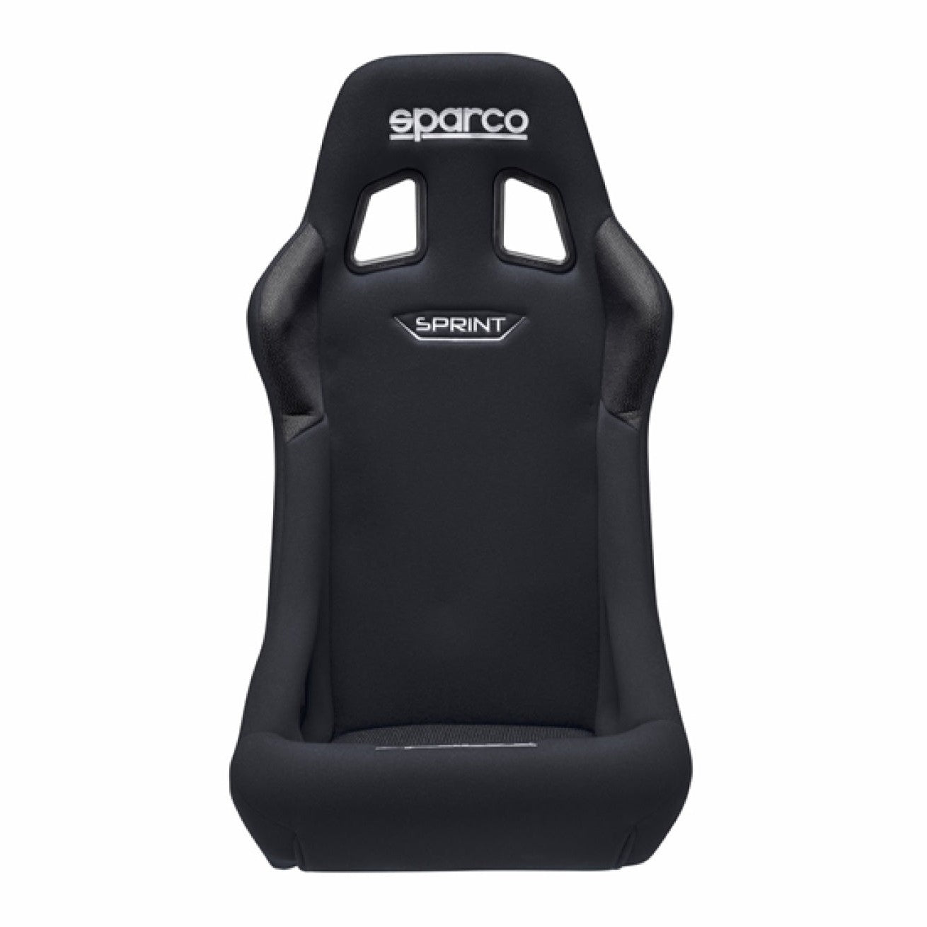 Black Sparco Sprint 2019 competition racing seat with white Sparco branding and 5-point harness slots.