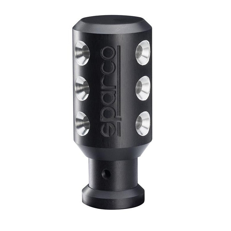 Silver Sparco Piuma aluminum shift knob featuring a signature drilled hole pattern and engraved Sparco branding
