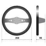 Black suede Sparco 215 series 2-spoke racing steering wheel with a 90mm deep dish
