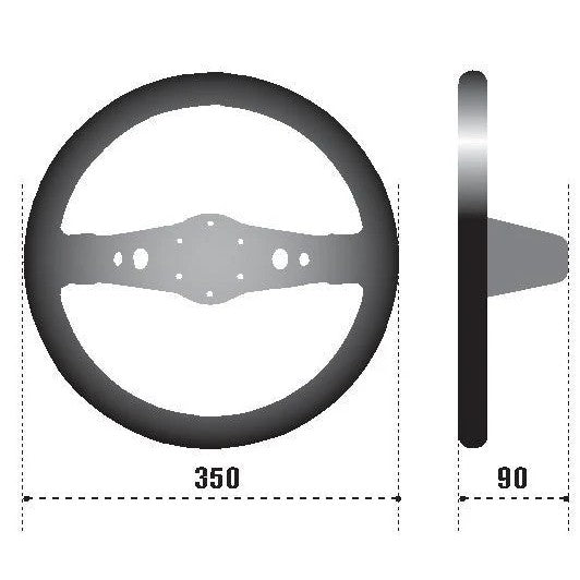 Black suede Sparco 215 series 2-spoke racing steering wheel with a 90mm deep dish
