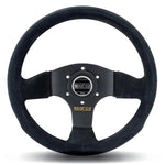 Sparco 300 Series three-spoke competition steering wheel in black suede with center horn button