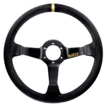 Sparco 325 three-spoke competition steering wheel wrapped in black suede.