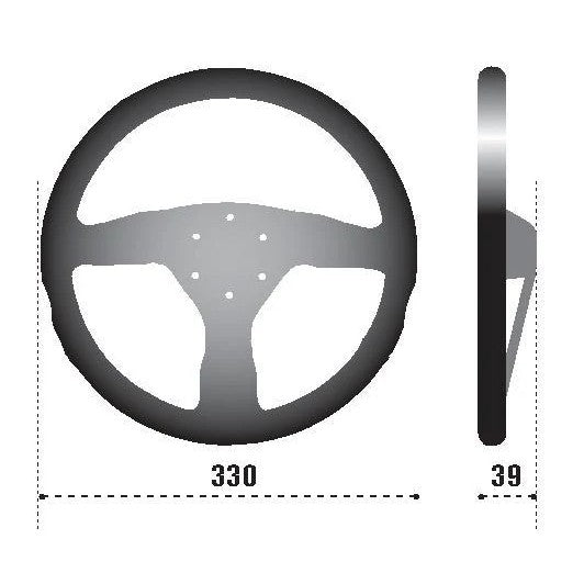 Sparco 383 three-spoke steering wheel featuring black suede grip and black anodized center with horn button.