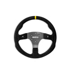 Sparco R330 performance steering wheel with three-spoke design and black suede grip
