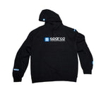 Black Sparco WWW series hooded sweatshirt with white logo graphics, size XXL