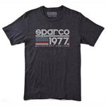 Charcoal grey Sparco Vintage 77 lifestyle t-shirt in size medium featuring classic heritage racing logo.