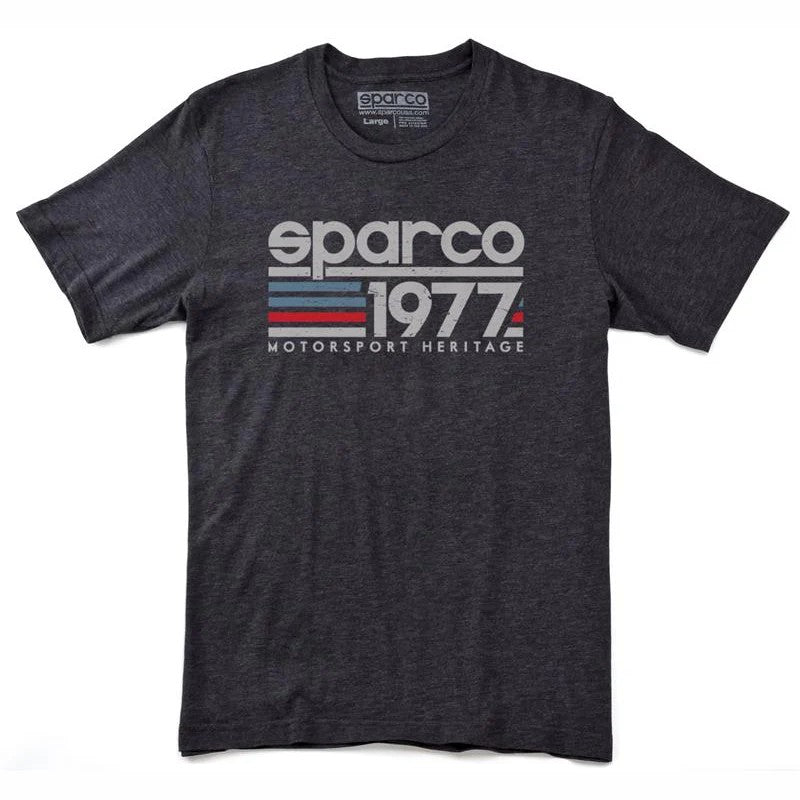 Grey Sparco Vintage 77 graphic t-shirt with the Sparco 77 logo printed on the chest.