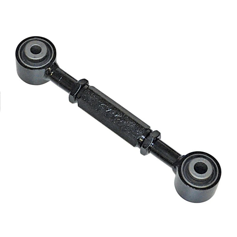 SPC Performance 67291 adjustable steel lower camber lateral link with turnbuckle adjuster and rubber bonded bushings.